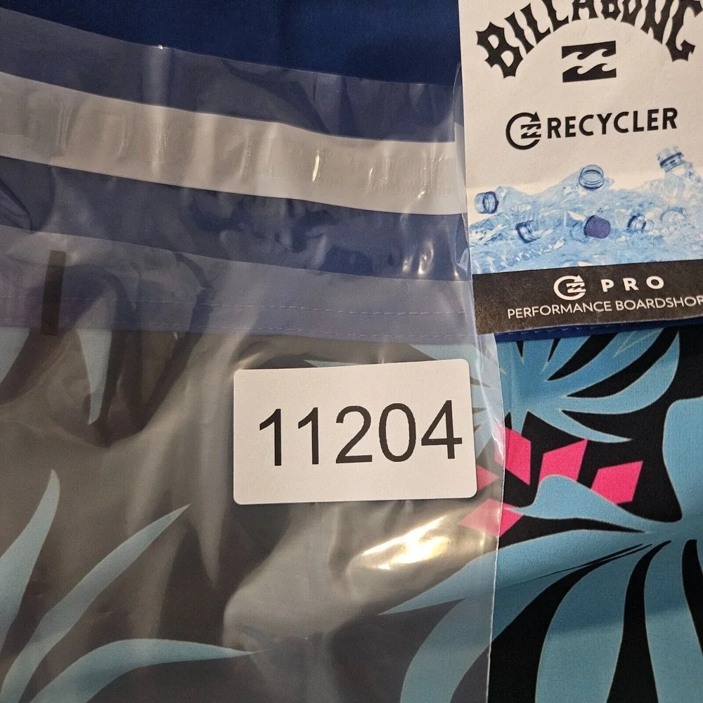 NWT Billabong Swim Trunks‎ Board Shorts Men's 40 - No Liner Palm Leaf Blue Black